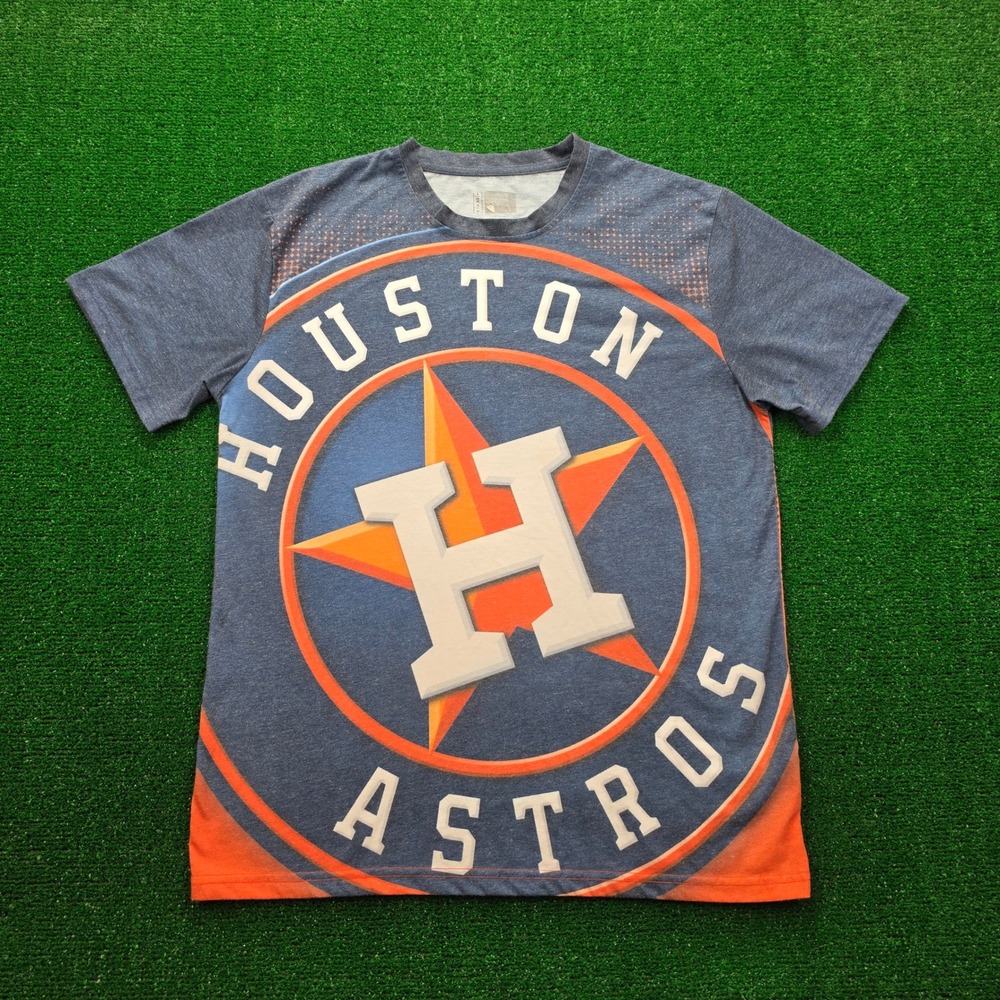 Houston‎ Astros Graphic Tshirt Mens Large All Over Print Baseball Short Sleeve